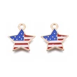 Kép 2/4 - Medál - csillag - amerikai zászló mintával, zománc kék- piros arany színben, 18.5x15.5x1.5mm