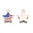 Kép 3/4 - Medál - csillag - amerikai zászló mintával, zománc kék- piros arany színben, 18.5x15.5x1.5mm