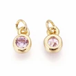Kép 2/2 - Medál -  cirkónia kő charm,  rózsaszín-arany, 6.5x4.5x2mm