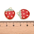 Kép 3/3 - Medál - eper, csillámporral, aranyozott, piros, zománc charm, 19.5x16x2mm - kadmiummentes és ólommentes 