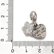Kép 3/3 - Medál - macska mancs és szív nagy lyuk Charm, antik ezüst, rózsaszín, 21mm