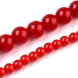 Kép 4/4 - Üveggyöngy - telt, kerek, piros, 6~6.5mm szálban