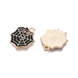 Kép 3/4 - Medál - Halloweeni pók, pókhálóval - fekete és halvány arany színben - 16x20x1.5mm - kadmiummentes és ólommentes