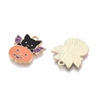 Kép 2/3 - Medál - Halloween - denevér tökkel, 19x17,5x1,5mm, fekete, narancs és arany színben