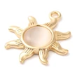 Kép 2/3 - Medál - nap, valódi 18K aranyozott, antik fehér, 19x17x3mm