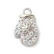 Kép 1/3 - Medál - Karácsonyi kesztyű, sárgaréz, cirkónia Charms, hópehellyel, Platina