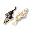 Kép 2/3 - Medál - macska, zománc fekete- arany Charm, 28x11x2.5mm