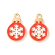 Kép 1/3 - Medál - karácsonyi gömb - hópehely díszítéssel - 19x13mm - piros és fehér és arany színekben
