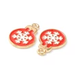 Kép 3/3 - Medál - karácsonyi gömb - hópehely díszítéssel - 19x13mm - piros és fehér és arany színekben