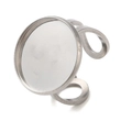 Kép 1/3 - Üveg lencsés gyűrű alap - 18mm lencséhez - platina ezüst színben - 304 Rozsdamentes Acél!