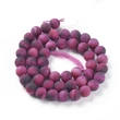 Kép 3/3 - Ásványgyöngy - 8mm - Természetes csíkos achát - matt - közepes lilás vörös - kerek - 8 mm 