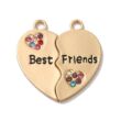 Kép 1/4 - Medál - szív - 2 részre szedhető - Best Friends - felirattal - arany színben - színes strasszokkal - Nikkelmentes