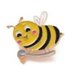 Kép 1/3 - Kitűző - méhecske - fekete - sárga - arany pillangó kapoccsal - Nikkelmentes!