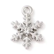 Kép 1/3 - Medál - Hópehely - fém ötvözet - strassz kővel - platina ezüst, 13x9,5x2,5mm