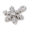 Kép 2/3 - Medál - Hópehely - fém ötvözet - strassz kővel - platina ezüst, 13x9,5x2,5mm