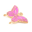 Kép 2/3 - Medál - pillangó - élénk pink és világos arany 14x20x2mm 