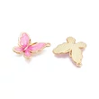 Kép 2/3 - Medál - pillangó - gyöngyház pink és világos arany 23.5x21x3mm - Nikkelmentes! 