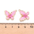 Kép 3/3 - Medál - pillangó - gyöngyház pink és világos arany 23.5x21x3mm - Nikkelmentes! 