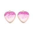 Kép 1/3 - Medál - szív - gyöngyház pink és világos arany 25,5x23x2mm - Nikkelmentes!