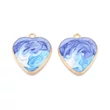Kép 1/3 - Medál - szív - égkék és világos arany 25,5x23x2mm - Nikkelmentes! 