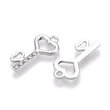 Kép 2/3 - Medál - Kulcs, szív - strasszkővel, ezüst színben 21.5x10.5x1.5mm