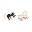 Kép 2/3 - Medál - Halloweeni macska - fekete és halvány arany színben - 16x20x1.5mm - kadmiummentes és ólommentes 