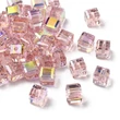 Kép 1/3 - Üveggyöngy - kocka alakú - galvanizált, csiszolt, rózsaszín Ab, 7x7x7 mm 