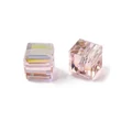 Kép 2/3 - Üveggyöngy - kocka alakú - galvanizált, csiszolt, rózsaszín Ab, 7x7x7 mm (10db)