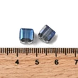 Kép 3/3 - Üveggyöngy - kocka alakú - galvanizált, csiszolt, acélkék, 7x7x7 mm (10db)
