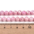 Kép 4/4 - Üveggyöngy - galvanizált, kerek, flamingo színben, AB bevonattal, csiszolt, 7–8 mm (10db)