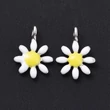 Kép 1/4 - Medál - fehér virág - 304 rozsdamentes acél, 10x7.5x2mm