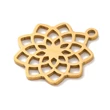 Kép 2/3 - Medál - 304 rozsdamentes acél, csakra charm, valódi 18K aranyozott, virág, 19x17x1mm