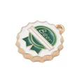 Kép 2/3 - Medál - Sörös kupak, beer felirattal, fehér, zöld és arany 20x17,5x2mm