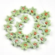 Kép 2/4 - Kézzel készített porcelán gyöngy, virág alakú, gyöngyházfényű, zöld