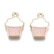 Kép 3/4 - Medál - muffin - gyöngyház rózsaszín és fehér - halványarany színben - 16x11x2mm