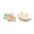Kép 2/3 - Medál - teknősbéka charm, arany, akvamarin, 12x17x1mm, zománc - ólommentes és kadmiummentes!