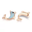 Kép 2/3 - Medál - delfin, zománc, világoskék - arany, 23x15x2.5mm, ólommentes és kadmiummentes charm