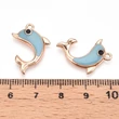 Kép 3/3 - Medál - delfin, zománc, világoskék - arany, 23x15x2.5mm, ólommentes és kadmiummentes charm