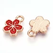 Kép 2/3 - Medál - virág charm, piros és arany, 11.3x9x1.5mm, zománc - ólommentes és kadmiummentes!