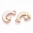 Kép 2/3 - Medál - Hold csillaggal charm, fehér- arany, 18x15x2mm, zománc - ólommentes és kadmiummentes!