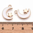 Kép 3/3 - Medál - Hold csillaggal charm, fehér- arany, 18x15x2mm, zománc - ólommentes és kadmiummentes!