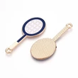 Kép 2/3 - Medál - tollaslabda ütő Charm, sötétkék, 38x16x1.2mm, zománc - ólommentes és kadmiummentes!