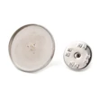 Kép 1/3 - Üveg lencsés kitűző alap - 18mm lencséhez - platina ezüst színben - 304 Rozsdamentes Acél!