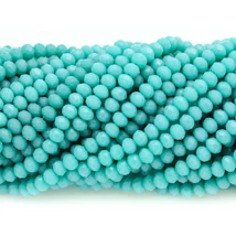 Üveggyöngy - 3x2mm - Halvány türkiz - fánk alakú csiszolt