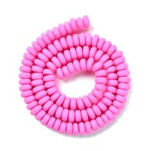Gyöngy - 6-7mm - kézzel készített - polimer agyaggyöngy - pink színben 