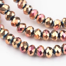 Üveggyöngy - 4x3mm - csillogó - rózsaarany - csiszolt fánk
