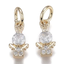 Medál - angyal - 12x6mm - 18K aranyozott - cirkón kővel