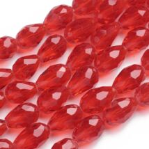 Üveggyöngy - angyalszoknya - 11x7mm - csepp alakú - áttetsző  piros csiszolt gyöngy (10db)