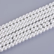 Tekla gyöngy - 6mm - Fehér színben - Környezetbarát üvegből