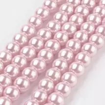 Tekla gyöngy - 6mm - Rózsaszín színben - Környezetbarát üvegből